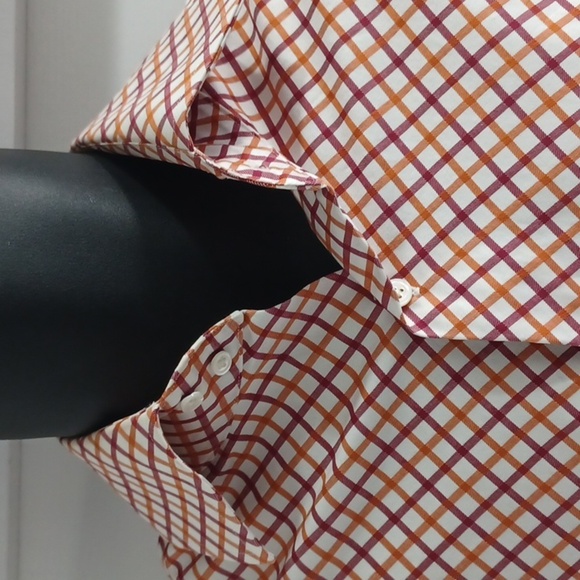 BANANA REPUBLIC High Collar, Button-Down Shirt - Orange and Maroon Pattern - Picture 6 of 9